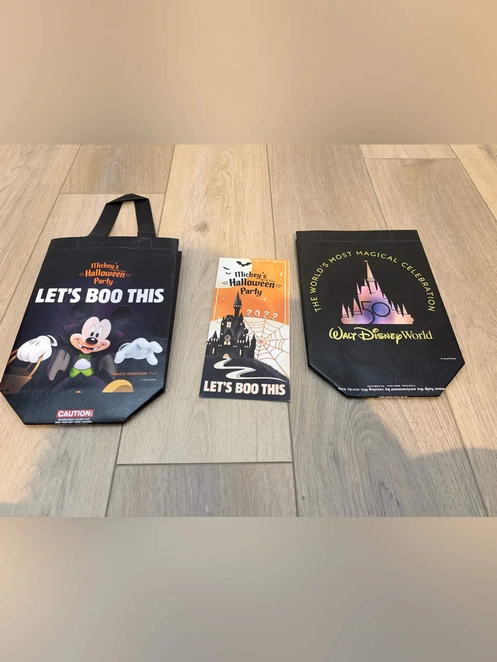 Set of Two Disney Black Halloween Trick-or-Treat Bag 50th Anniversary